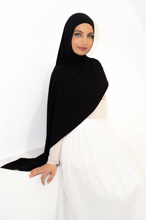 Bamboo Jersey Hijab - JET BLACK