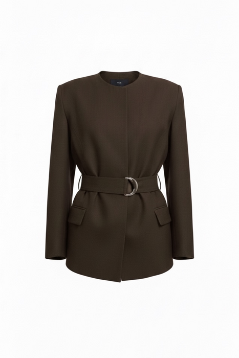 The Noir Belted Jacket - ESPRESSO