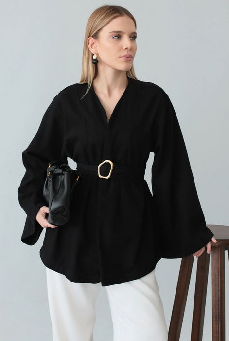 Mira Black Denim Kimono